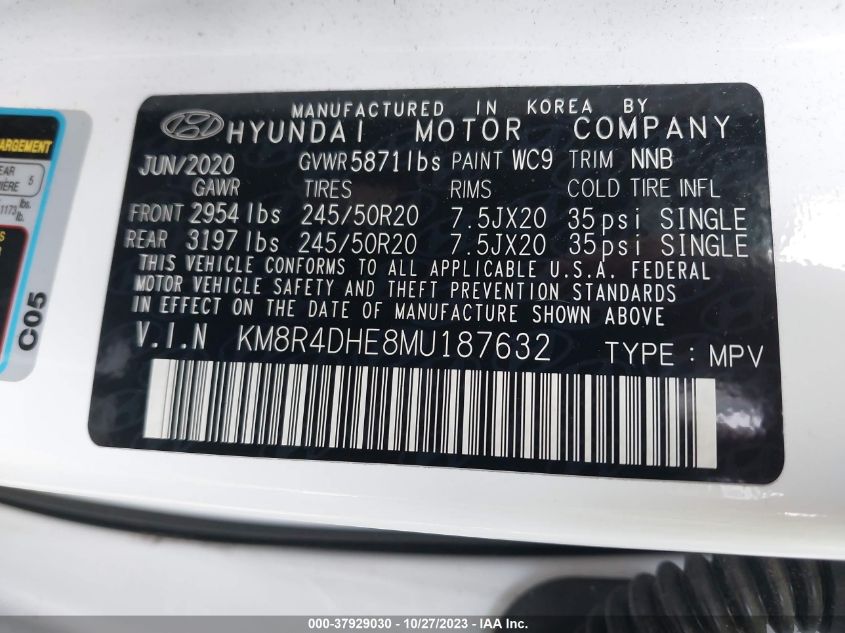 2021 HYUNDAI PALISADE SEL - KM8R4DHE8MU187632