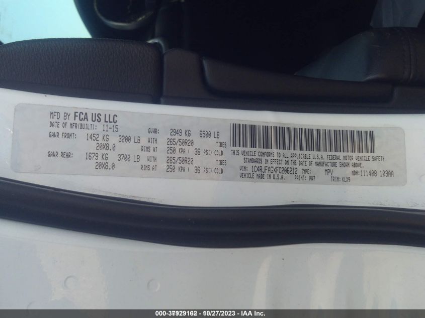 2015 JEEP GRAND CHEROKEE ALTITUDE - 1C4RJFAGXFC206212