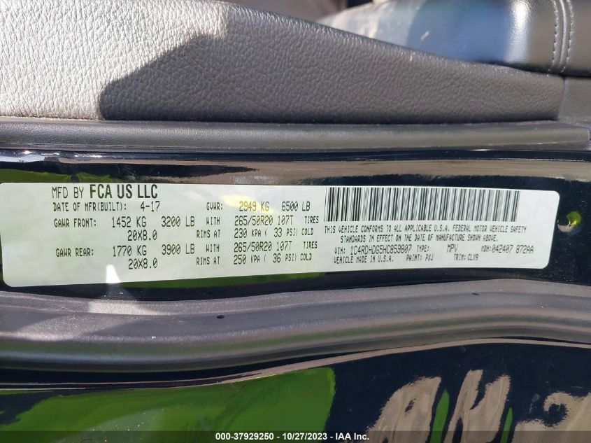 2017 DODGE DURANGO GT - 1C4RDHDG5HC859807