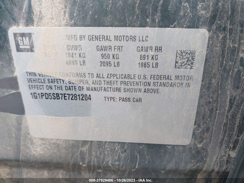 2014 CHEVROLET CRUZE 1LT - 1G1PD5SB7E7281204