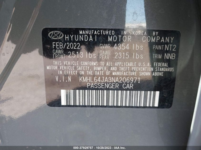 2022 HYUNDAI SONATA SEL - KMHL64JA3NA206971