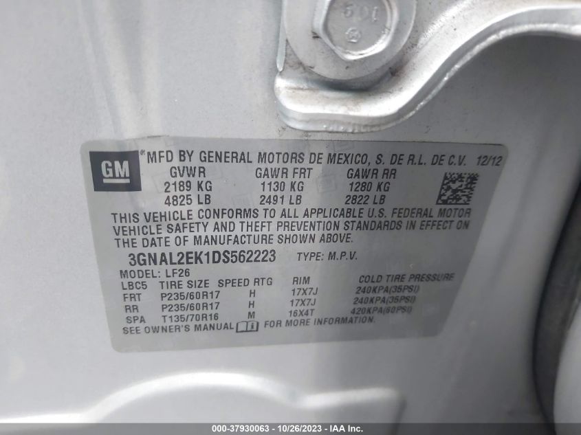 2013 CHEVROLET CAPTIVA SPORT FLEET LS - 3GNAL2EK1DS562223