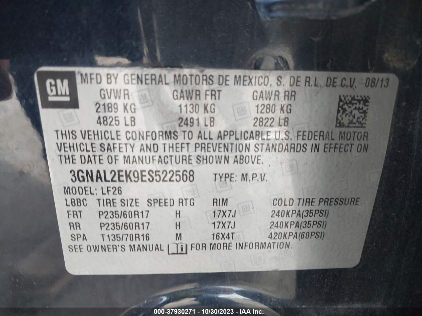 2014 CHEVROLET CAPTIVA SPORT 2LS 3GNAL2EK9ES522568