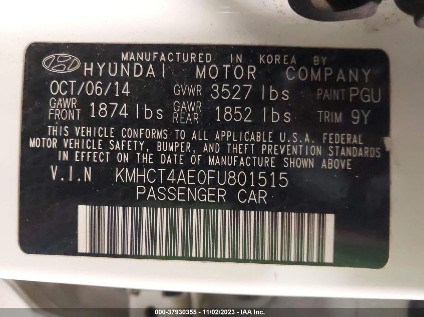 2015 HYUNDAI ACCENT GLS - KMHCT4AE0FU801515