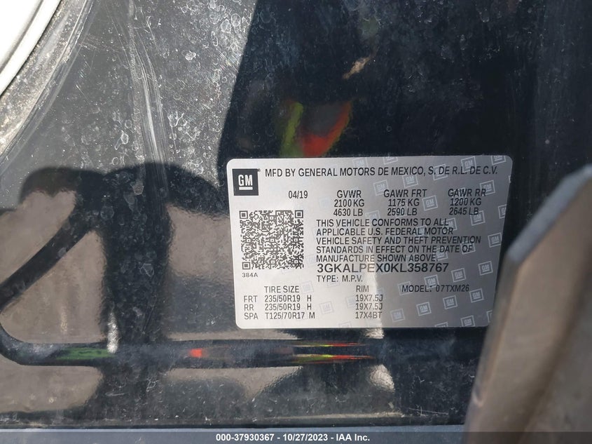 VIN 3GKALPEX0KL358767 2019 GMC TERRAIN SLT