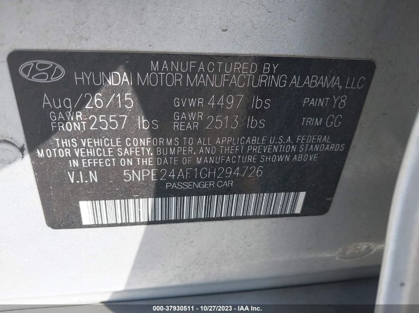 2016 HYUNDAI SONATA 2.4L SE - 5NPE24AF1GH294726