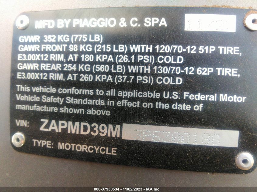 2023 VESPA GTS/SEI GIORNI 300 - ZAPMD39M3P5300186
