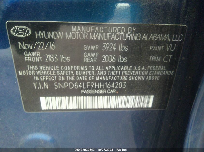 2017 HYUNDAI ELANTRA SE/VALUE/LIMITED - 5NPD84LF9HH164203