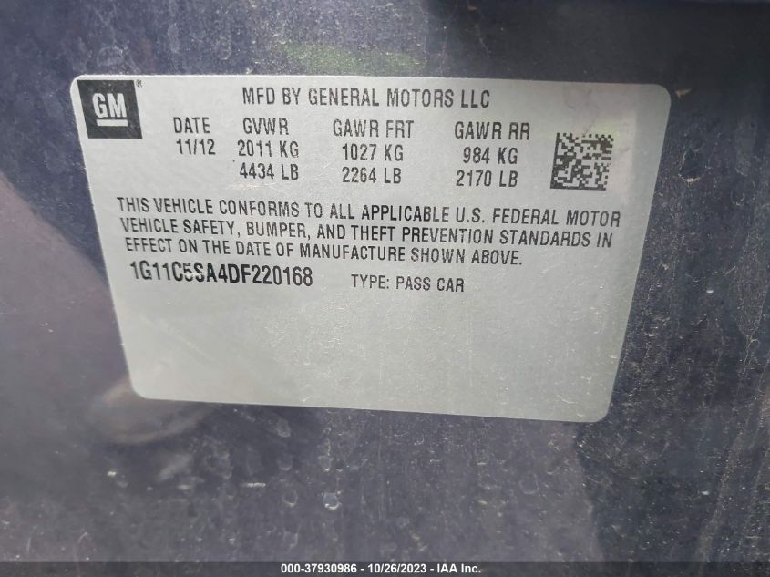 2013 CHEVROLET MALIBU LT - 1G11C5SA4DF220168