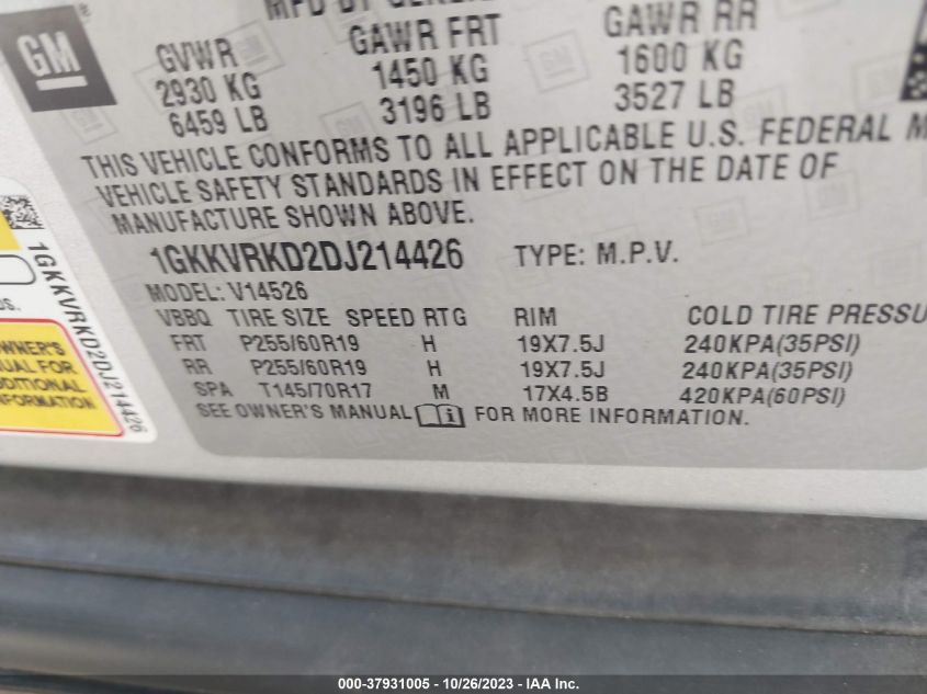 2013 GMC ACADIA SLT - 1GKKVRKD2DJ214426