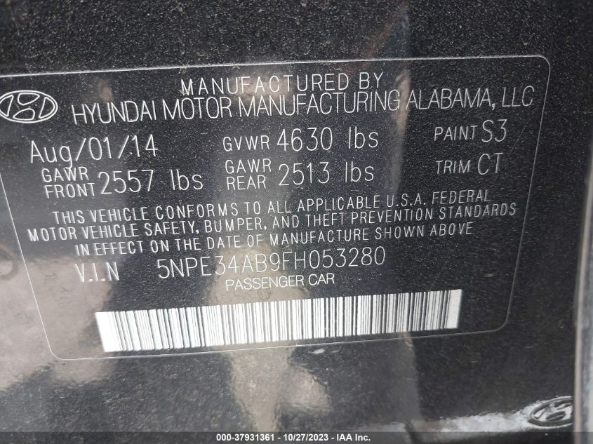 2015 HYUNDAI SONATA 2.0T SPORT - 5NPE34AB9FH053280