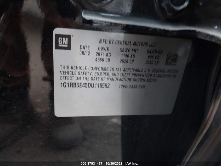 2013 CHEVROLET VOLT - 1G1RB6E45DU110582