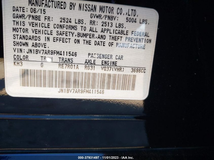 2015 INFINITI Q50 SPORT - JN1BV7AR9FM411546