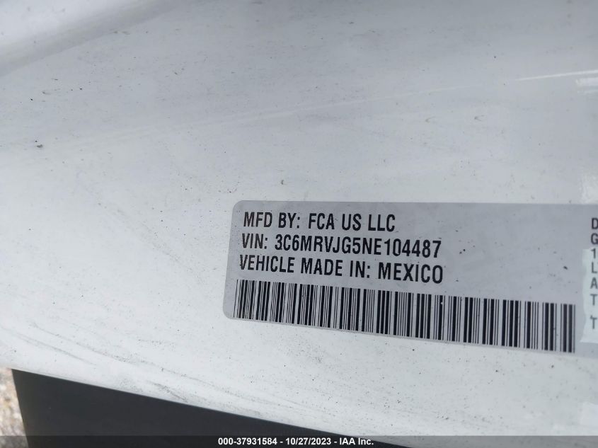 2022 RAM PROMASTER 3500 CARGO VAN HIGH ROOF 159" WB EXT - 3C6MRVJG5NE104487