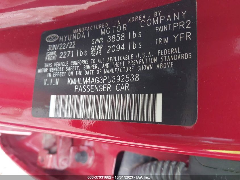 2023 HYUNDAI ELANTRA SEL - KMHLM4AG3PU392538
