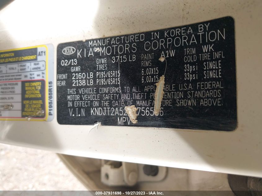 2013 KIA SOUL - KNDJT2A52D7756556