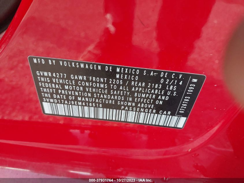 2014 VOLKSWAGEN JETTA SEDAN SE 3VWD17AJ9EM416516