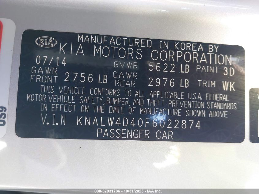 2015 KIA K900 LUXURY KNALW4D40F6022874