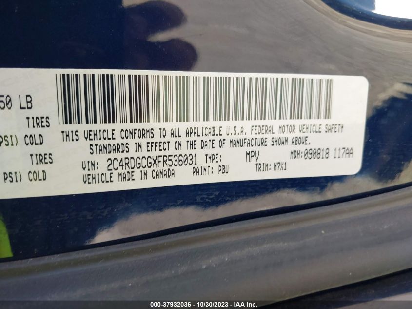2015 DODGE GRAND CARAVAN SXT - 2C4RDGCGXFR536031