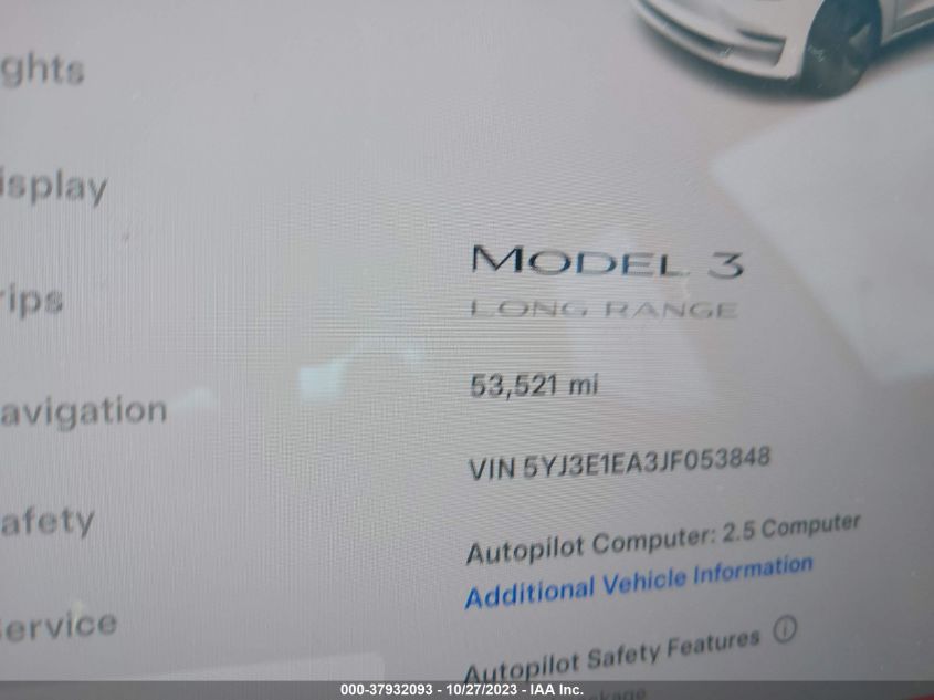 2018 TESLA MODEL 3 RANGE BATTERY - 5YJ3E1EA3JF053848