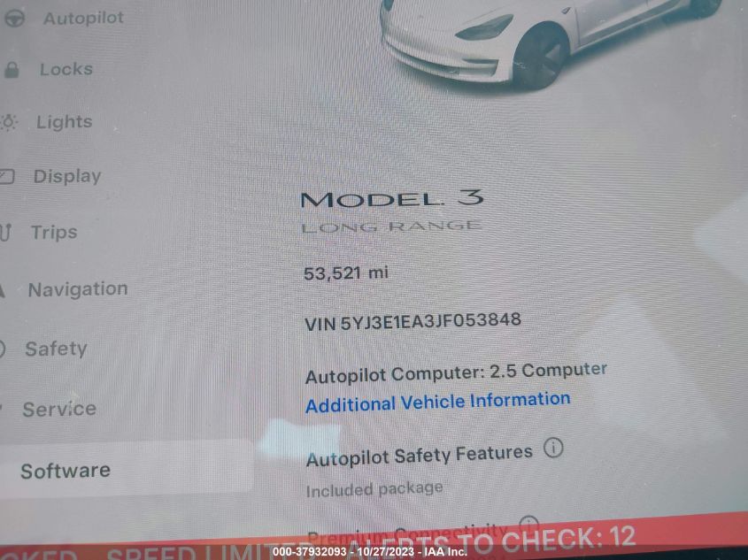 2018 TESLA MODEL 3 RANGE BATTERY - 5YJ3E1EA3JF053848