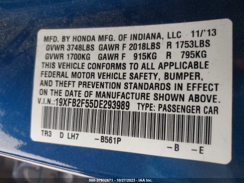 2013 HONDA CIVIC LX - 19XFB2F55DE293989