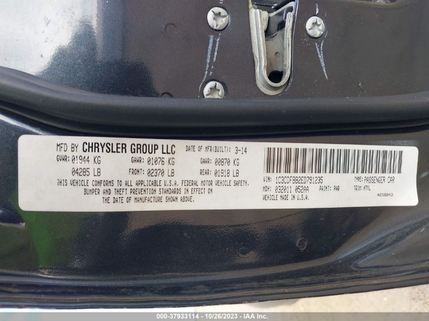 2014 DODGE DART SXT - 1C3CDFBB2ED791235