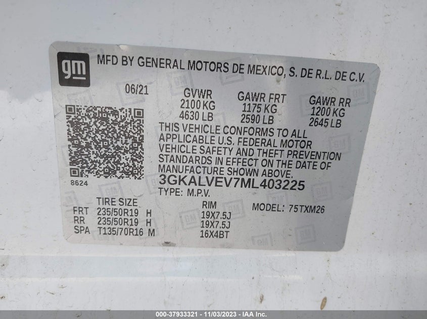 VIN 3GKALVEV7ML403225 2021 GMC TERRAIN SLT