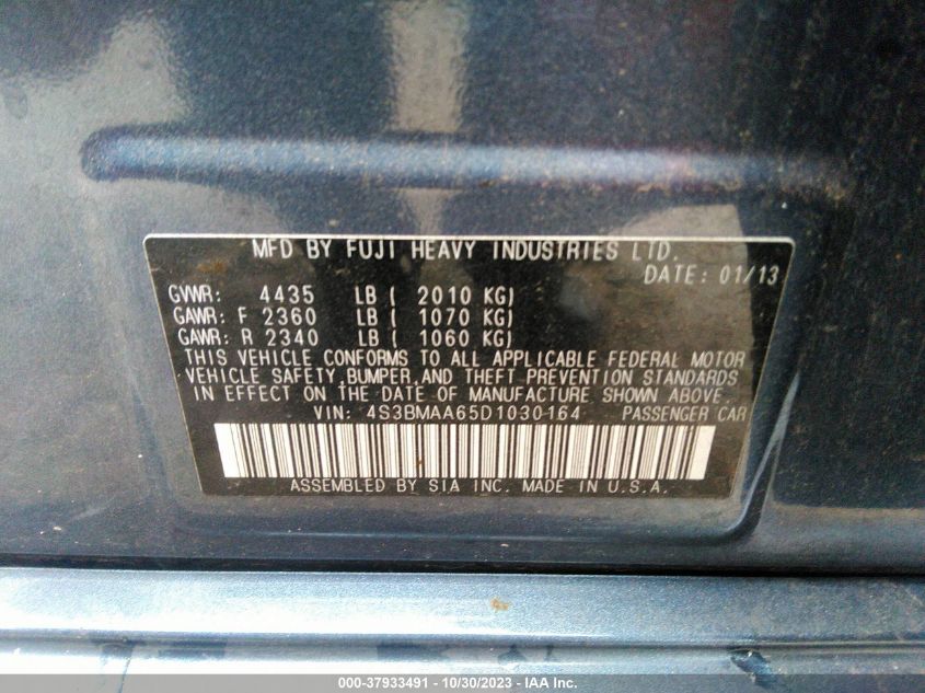 2013 SUBARU LEGACY 2.5I - 4S3BMAA65D1030164