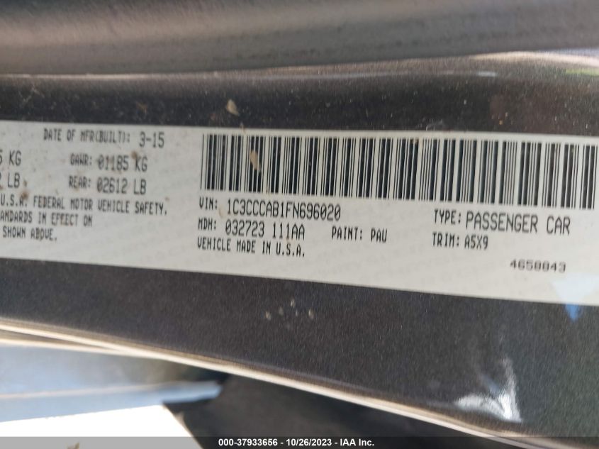 2015 CHRYSLER 200 LIMITED - 1C3CCCAB1FN696020
