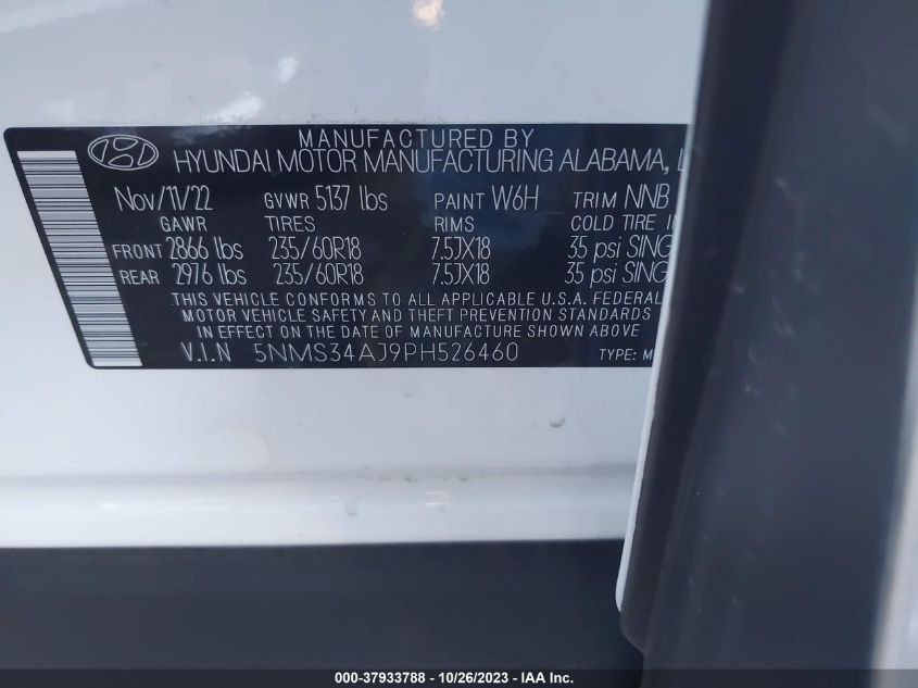 2023 HYUNDAI SANTA FE SEL - 5NMS34AJ9PH526460