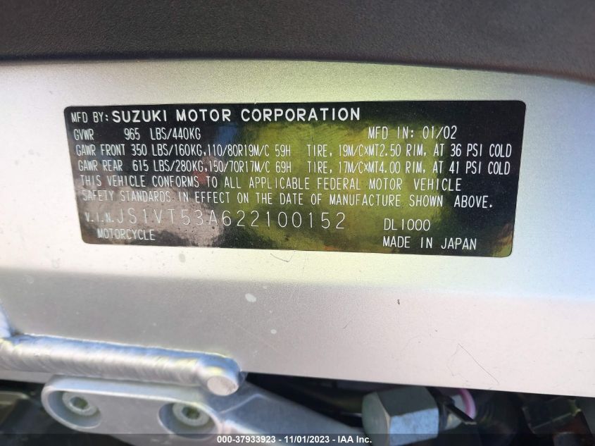 2002 SUZUKI DL1000 - JS1VT53A622100152