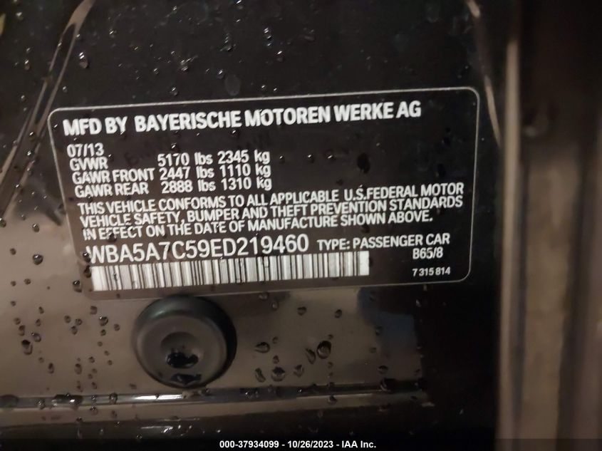 2014 BMW 528I XDRIVE WBA5A7C59ED219460