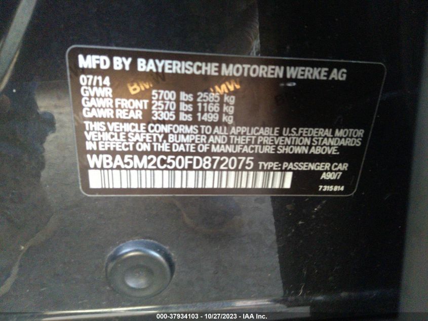 2015 BMW 535I GRAN TURISMO - WBA5M2C50FD872075