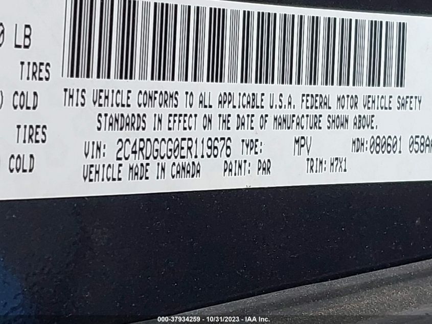 2014 DODGE GRAND CARAVAN SXT - 2C4RDGCG0ER119676
