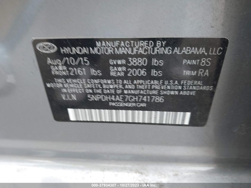2016 HYUNDAI ELANTRA SE/SPORT/LIMITED - 5NPDH4AE7GH741786