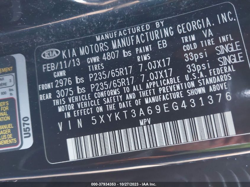 2014 KIA SORENTO LX - 5XYKT3A69EG431376