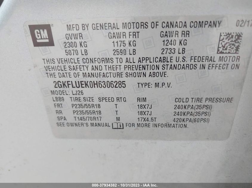 2017 GMC TERRAIN SLT - 2GKFLUEK0H6306285