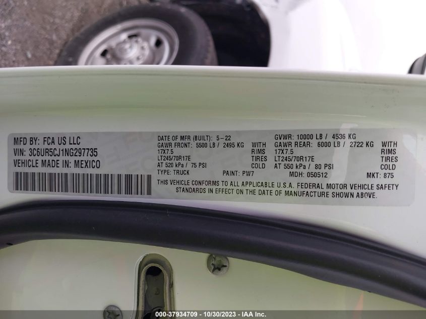 2022 RAM 2500 TRADESMAN - 3C6UR5CJ1NG297735