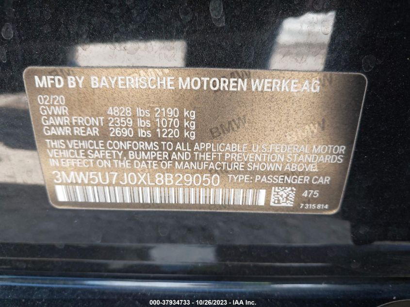 2020 BMW 3 SERIES M340I - 3MW5U7J0XL8B29050