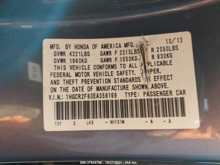 2014 HONDA ACCORD EXL - 1HGCR2F80EA058169