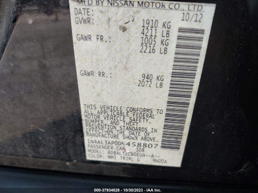 2013 NISSAN ALTIMA 2.5 SV - 1N4AL3AP0DN458807