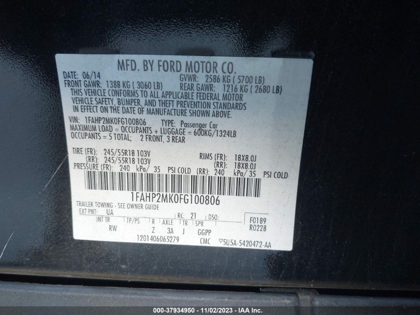 2015 FORD  POLICE INTERCEPTOR 1FAHP2MK0FG100806
