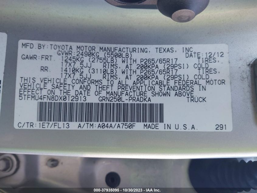 2013 TOYOTA TACOMA - 5TFMU4FN8DX012913