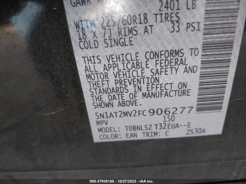 2015 NISSAN ROGUE SL - 5N1AT2MV2FC906277