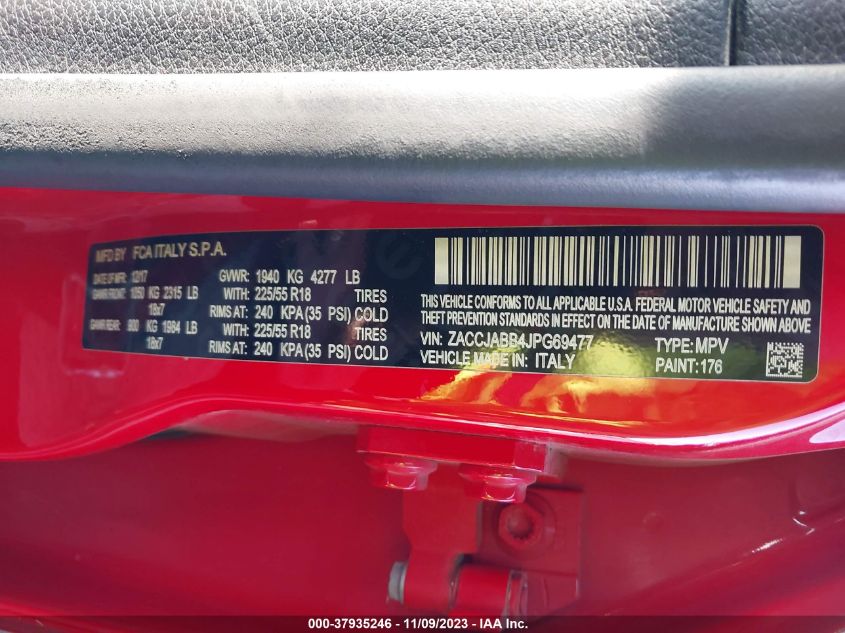 2018 JEEP RENEGADE LATITUDE - ZACCJABB4JPG69477