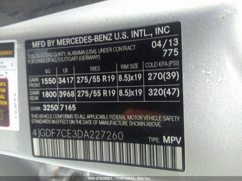 2013 MERCEDES-BENZ GL-CLASS GL 450 - 4JGDF7CE3DA227260