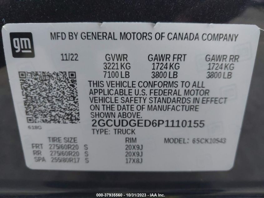 2023 CHEVROLET SILVERADO 1500 LTZ - 2GCUDGED6P1110155
