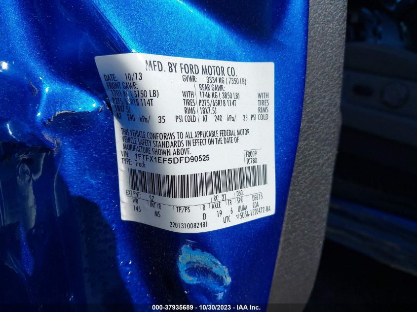 2013 FORD F-150 XL/STX/XLT/FX4/LARIAT - 1FTFX1EF5DFD90525