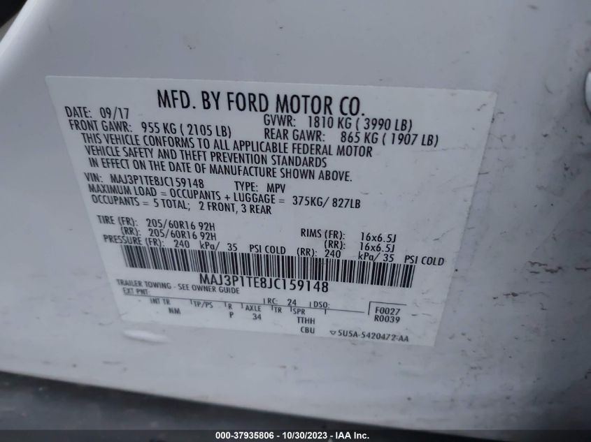 2018 FORD ECOSPORT SE - MAJ3P1TE8JC159148